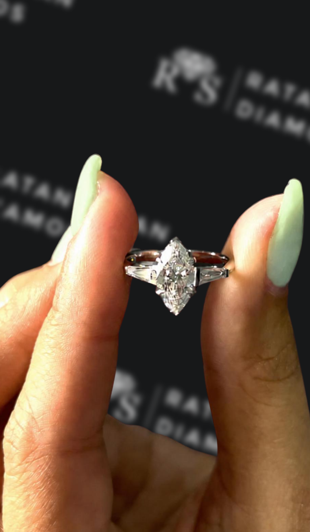 1 Carat Trilogy Engagement Ring - Marquise Diamond