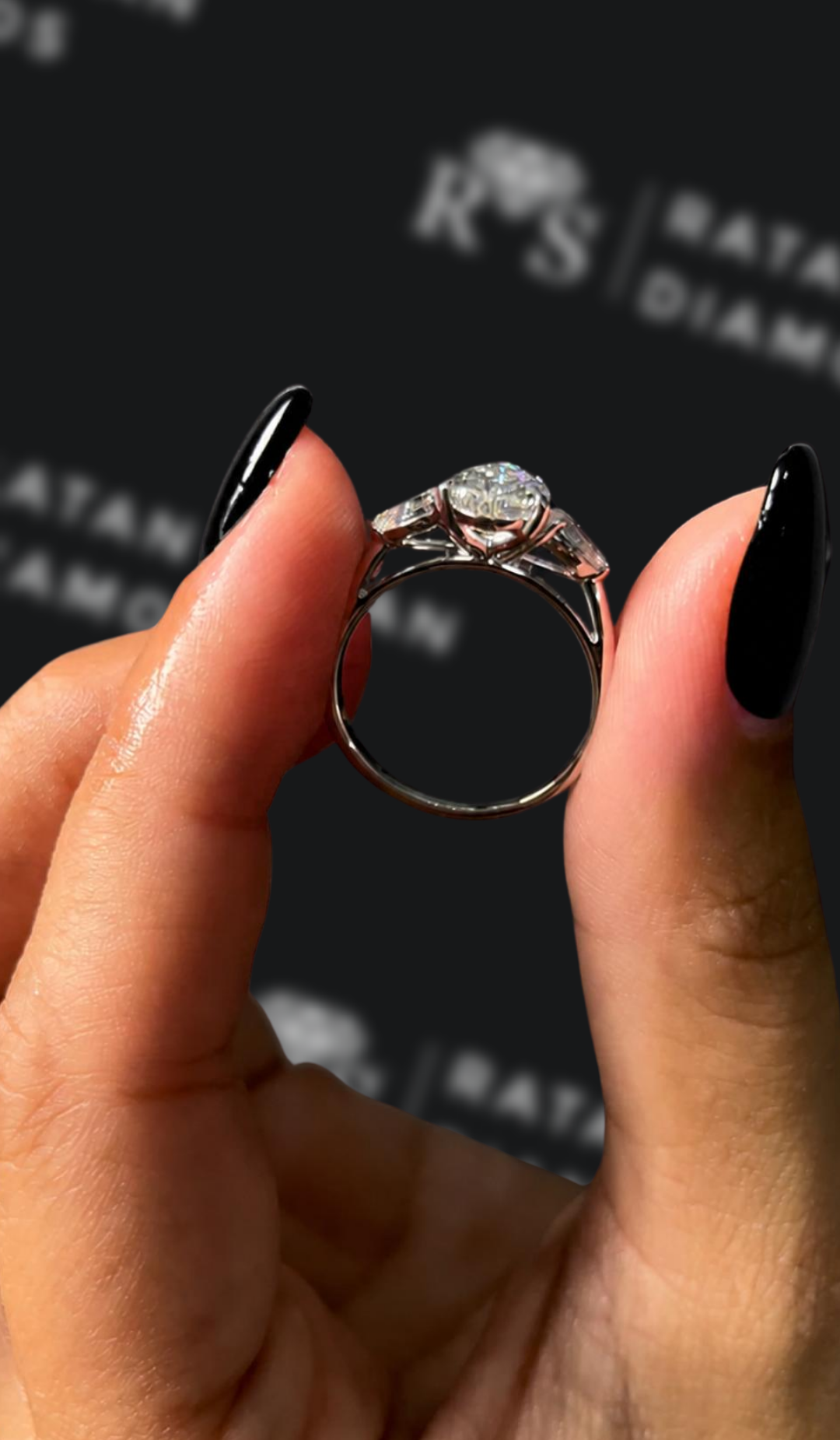 3 carat cushion cut natural diamond engagement ring by Ratan Sajan Diamonds Dubai