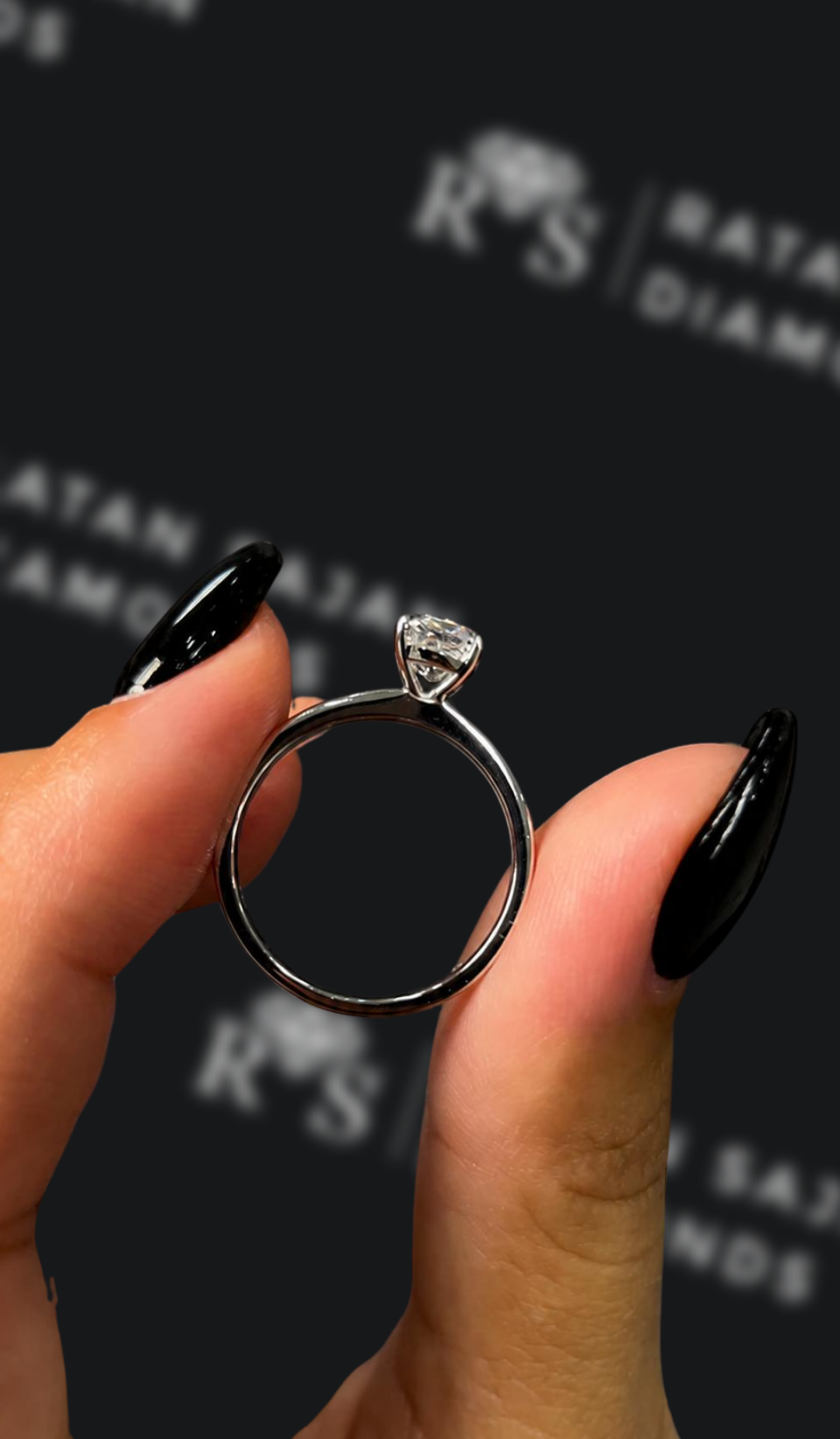 1 carat cushion cut natural diamond engagement ring by Ratan Sajan Diamonds Dubai
