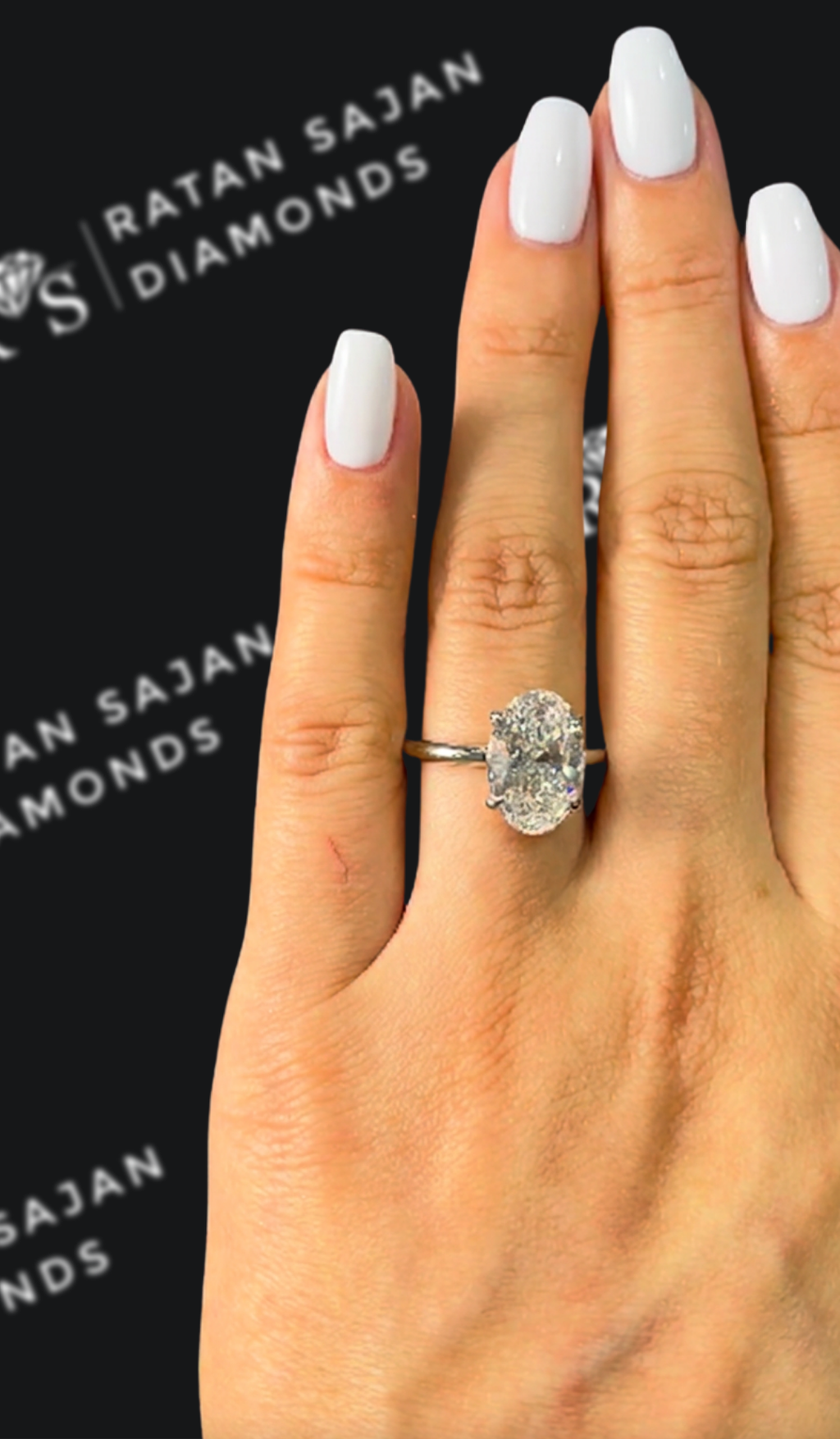 3.5 carat oval natural diamond engagement ring by Ratan Sajan Diamonds Dubai