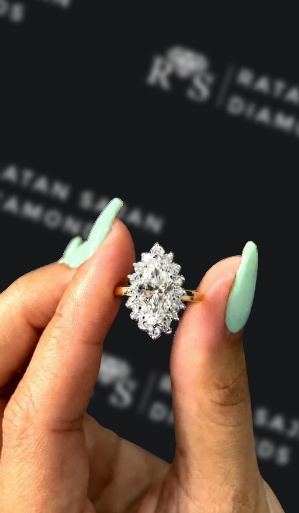 1.5 carat marquise cut natural diamond engagement ring by Ratan Sajan Diamonds Dubai