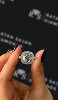 3 carat cushion cut natural diamond engagement ring by Ratan Sajan Diamonds Dubai