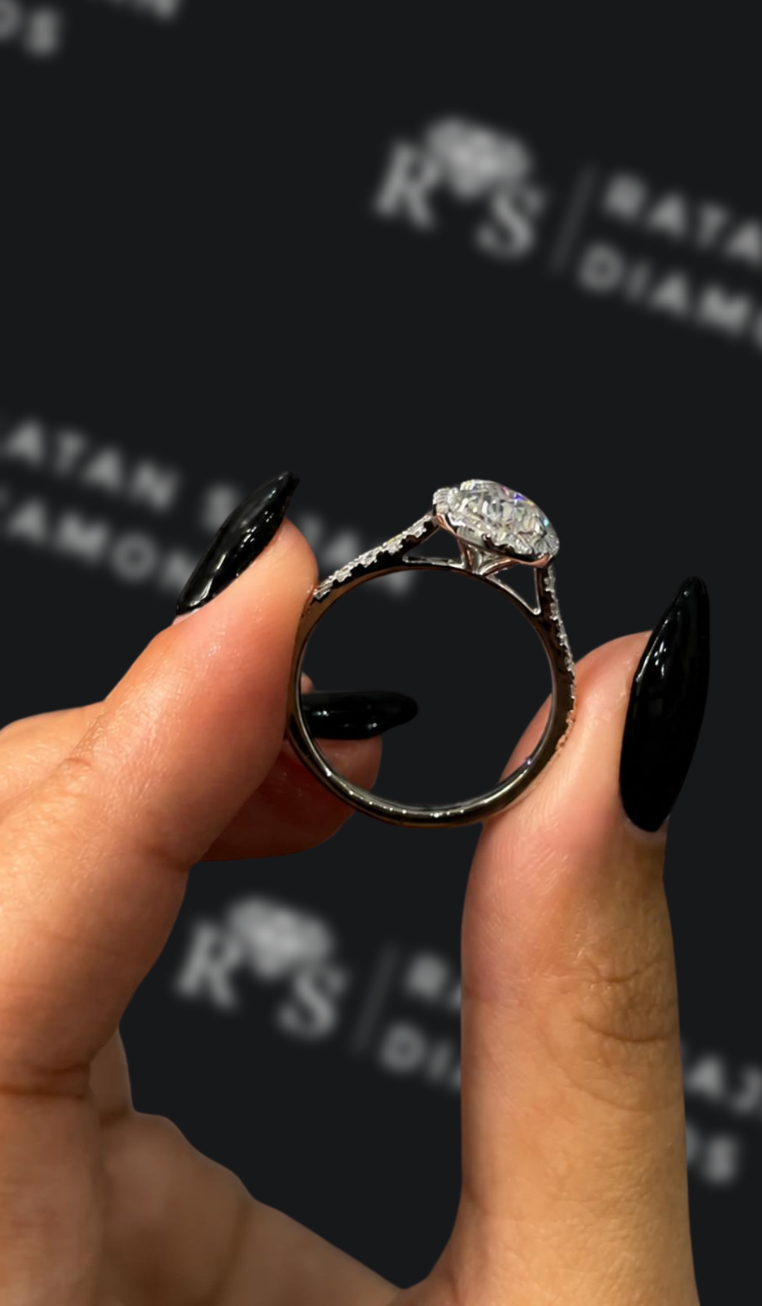 3 carat cushion cut natural diamond engagement ring by Ratan Sajan Diamonds Dubai