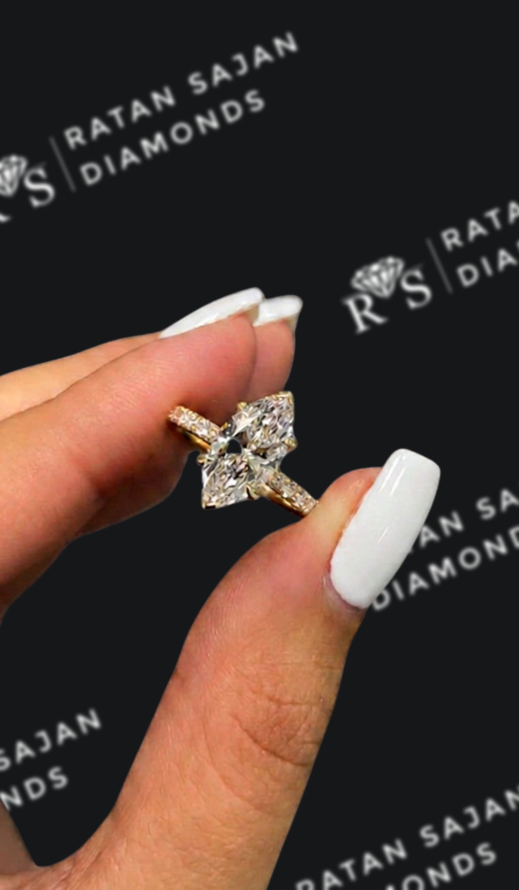 2 carat marquise cut natural diamond engagement ring by Ratan Sajan Diamonds Dubai