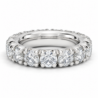 6 CTW Round Cut Natural Diamond French Pavé Full Eternity Band in 18K White Gold
