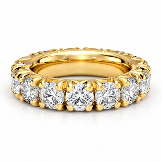 6 CTW Round Cut Natural Diamond French Pavé Full Eternity Band in 18K Yellow Gold
