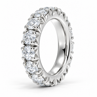 6 CTW Round Cut Natural Diamond French Pavé Full Eternity Band in 18K White Gold