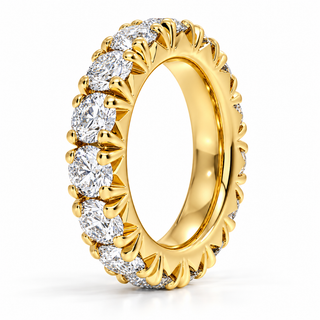 6 CTW Round Cut Natural Diamond French Pavé Full Eternity Band in 18K Yellow Gold