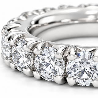 6 CTW Round Cut Natural Diamond French Pavé Full Eternity Band in 18K White Gold