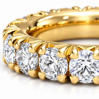 6 CTW Round Cut Natural Diamond French Pavé Full Eternity Band in 18K Yellow Gold
