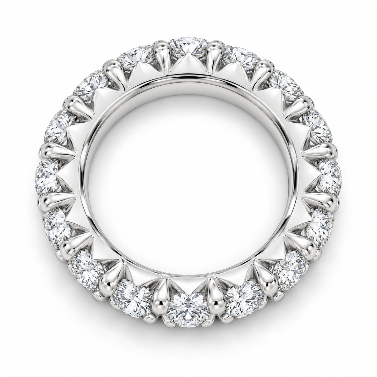 6 CTW Round Cut Natural Diamond French Pavé Full Eternity Band in 18K White Gold