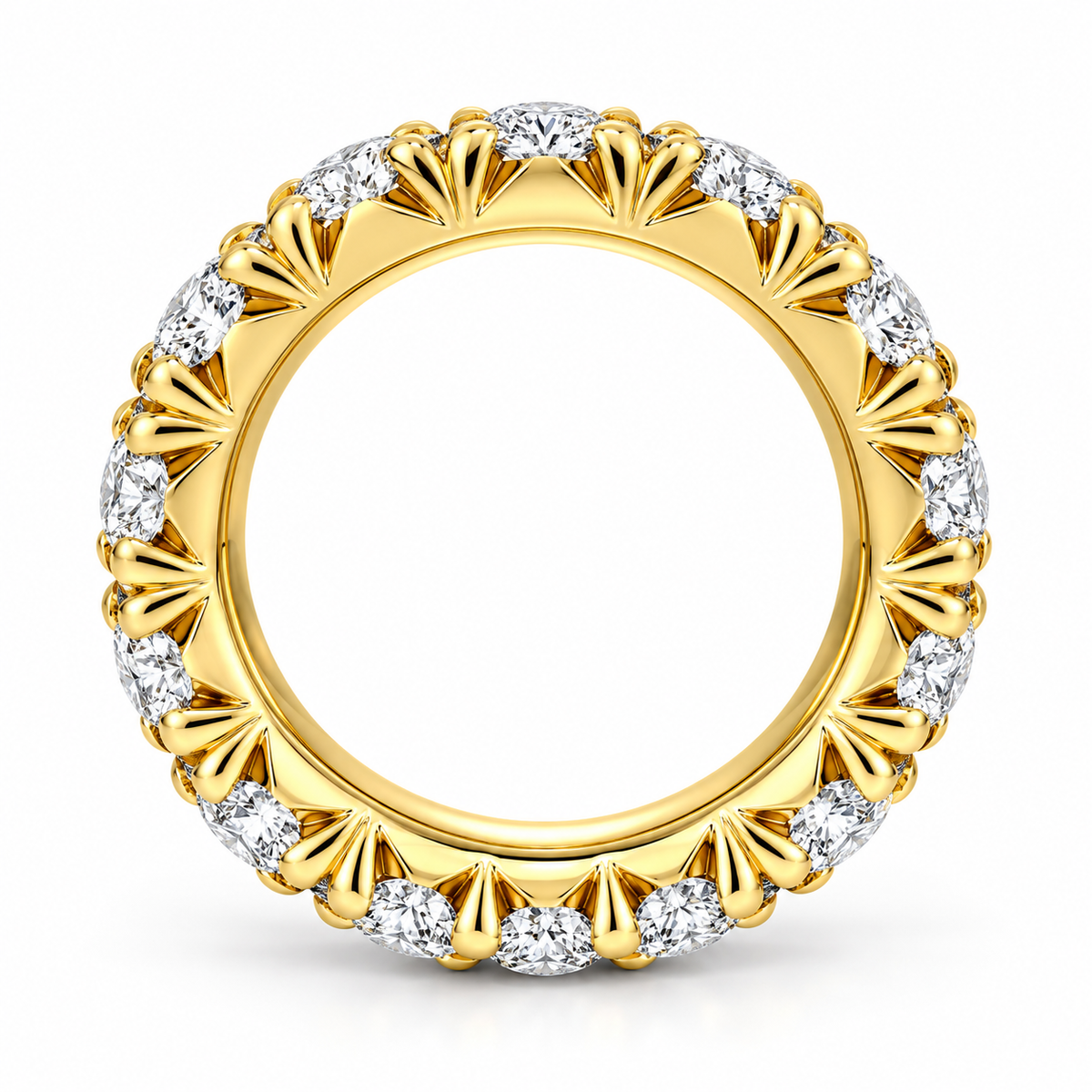 6 CTW Round Cut Natural Diamond French Pavé Full Eternity Band in 18K Yellow Gold