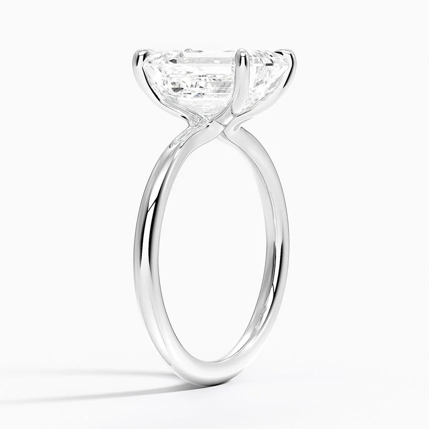 3 Carat - Emerald - Natural Diamond - Solitaire Engagement Ring