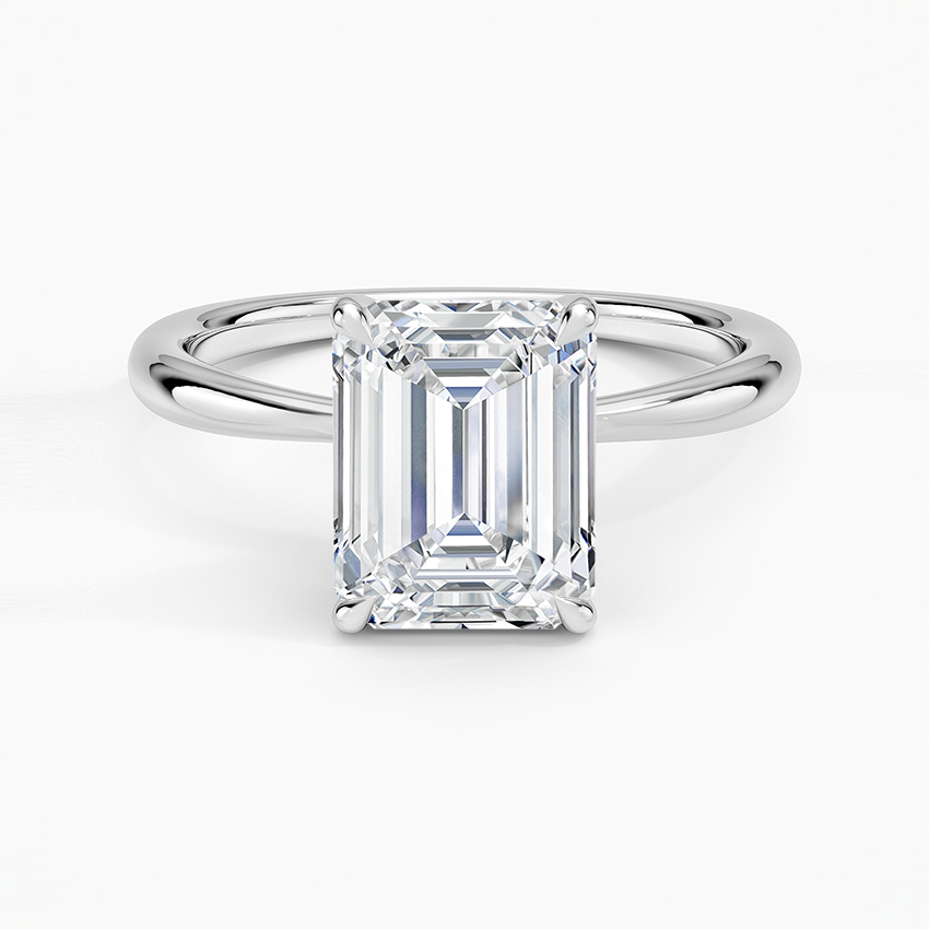 2 Carat - Emerald - Natural Diamond - Solitaire Engagement Ring