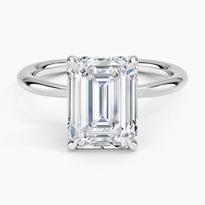 3 Carat - Emerald - Natural Diamond - Solitaire Engagement Ring
