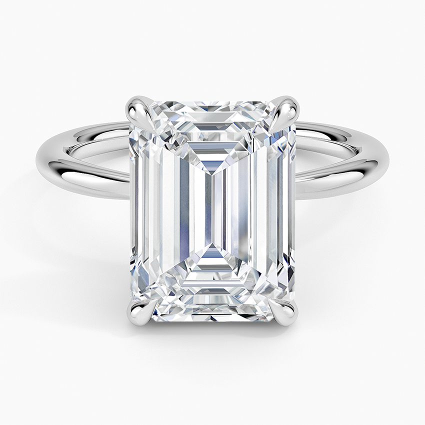 1 Carat - Emerald - Natural Diamond - Solitaire Engagement Ring
