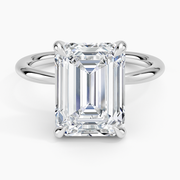 1 Carat - Emerald - Natural Diamond - Solitaire Engagement Ring