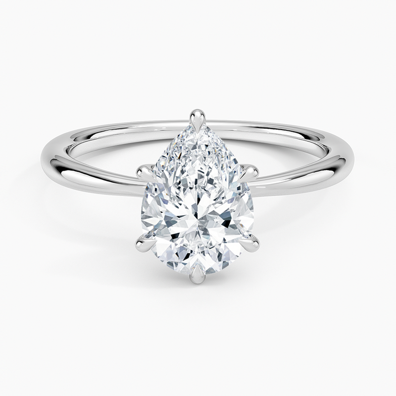 2 Carat Pear - Natural Diamond Solitaire Engagement Ring