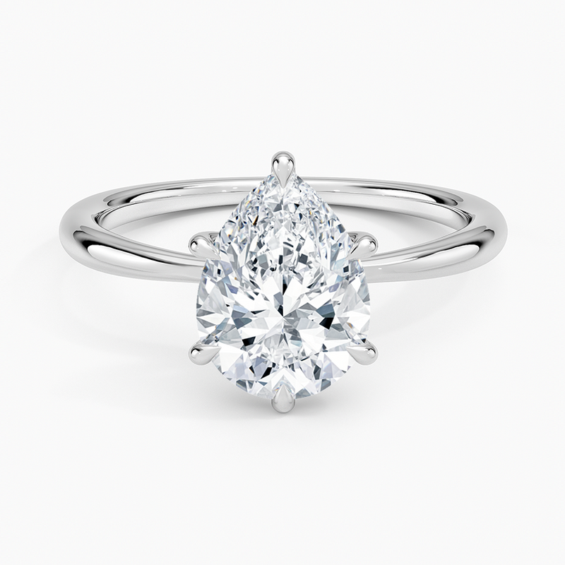 Two and a half carat pear natural diamond solitaire engagement ring