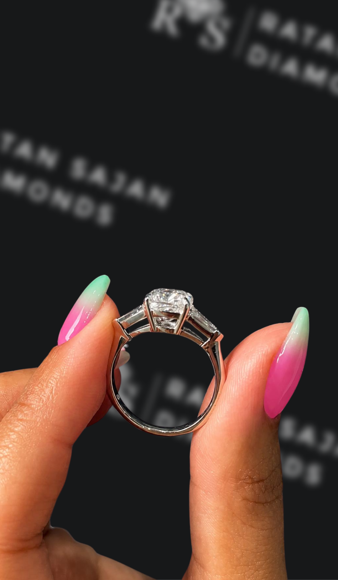 2.5 carat cushion cut natural diamond engagement ring by Ratan Sajan Diamonds Dubai