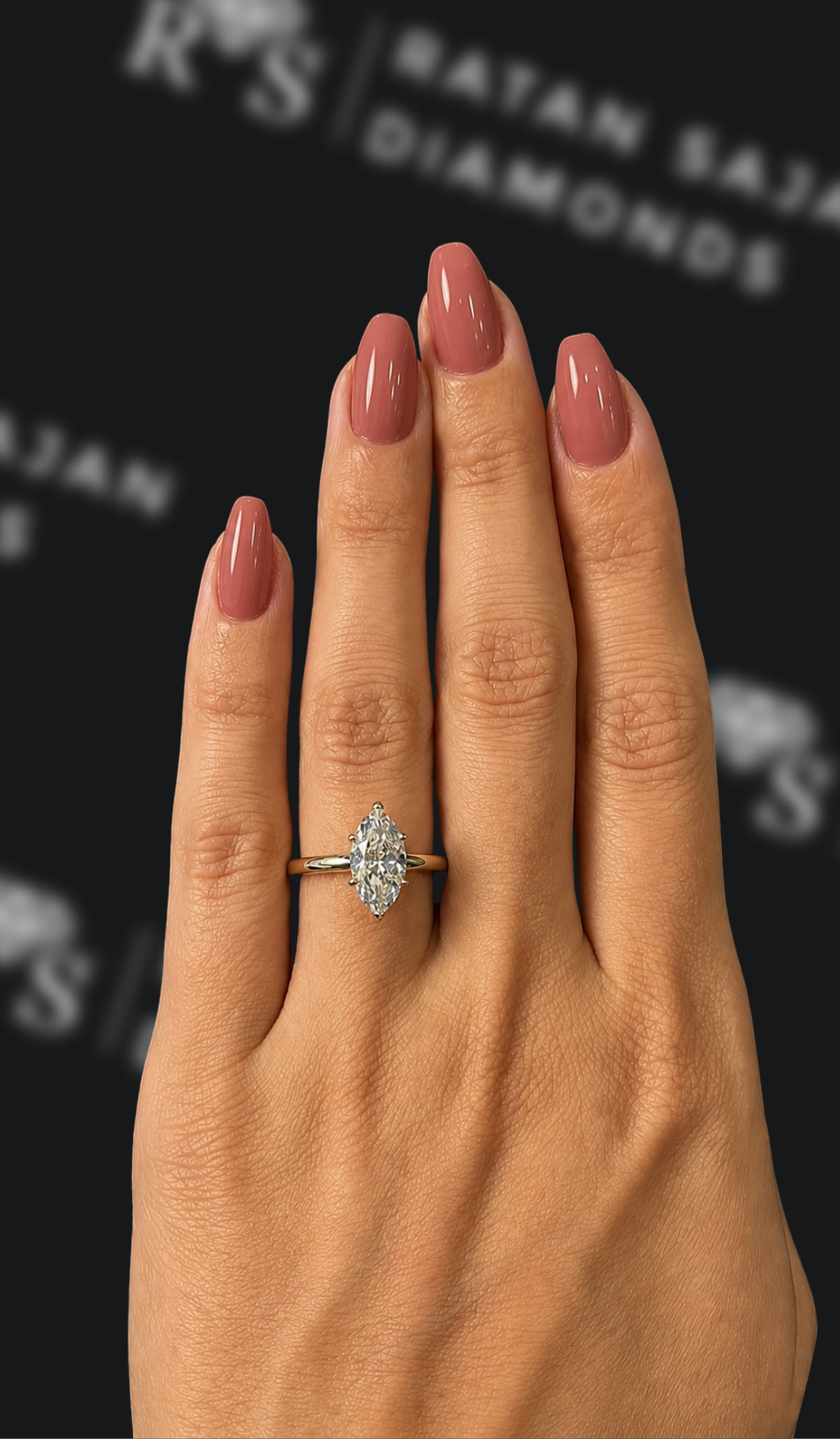 2 carat marquise cut natural diamond engagement ring by Ratan Sajan Diamonds Dubai
