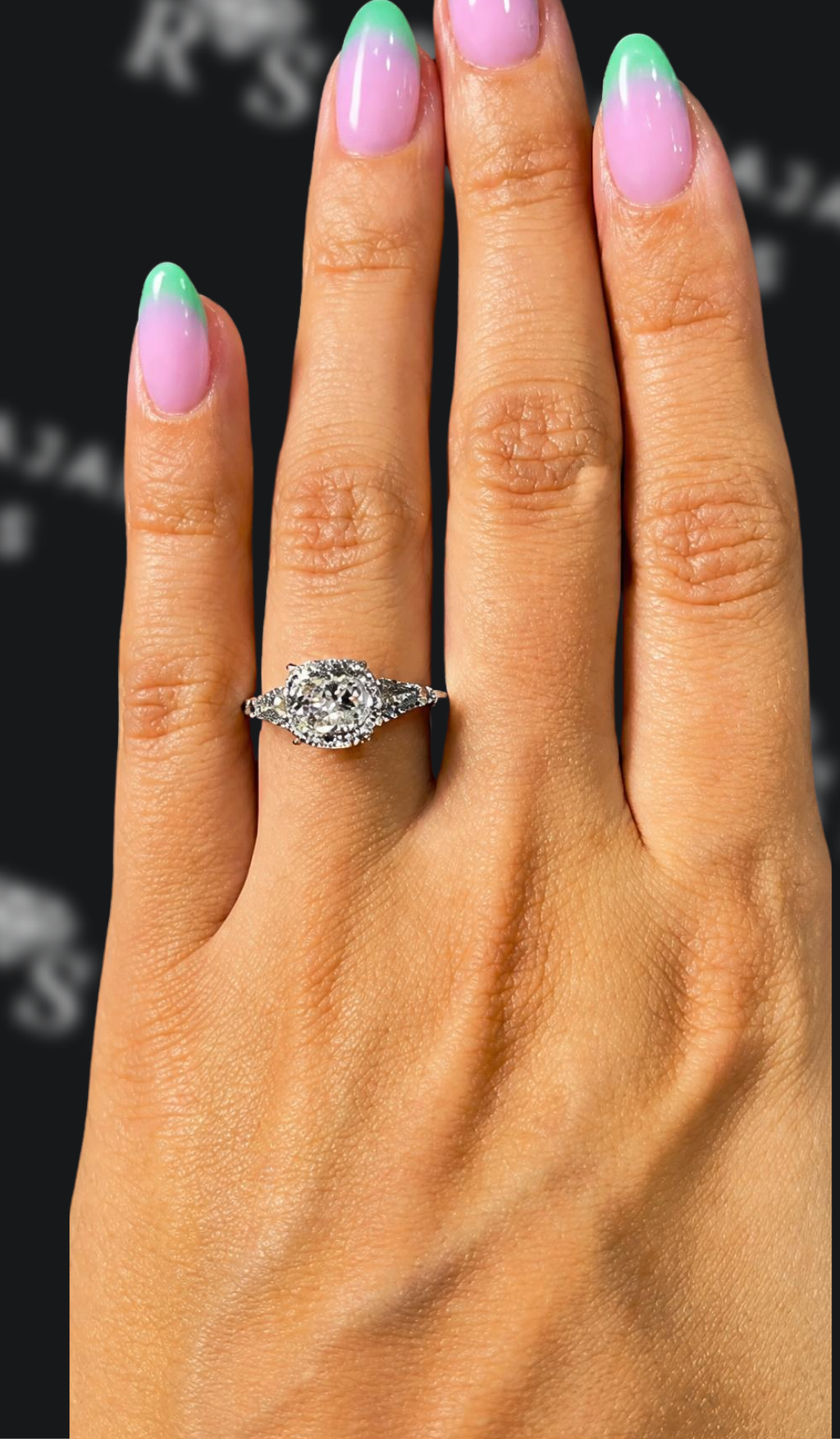 2.5 carat cushion cut natural diamond engagement ring by Ratan Sajan Diamonds Dubai