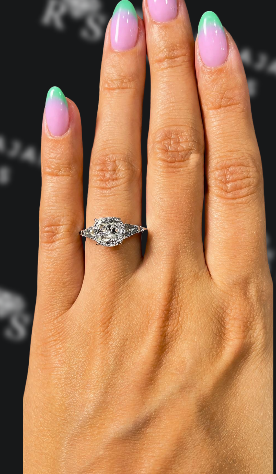 2.5 carat cushion cut natural diamond engagement ring by Ratan Sajan Diamonds Dubai