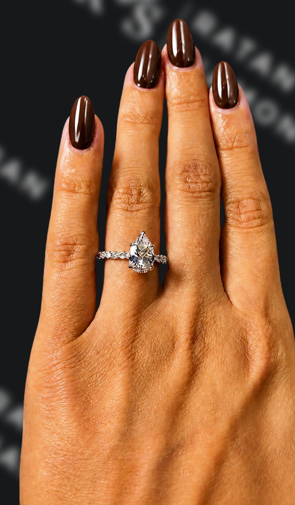 1.5 carat pear shaped natural diamond engagement ring by Ratan Sajan Diamonds Dubai