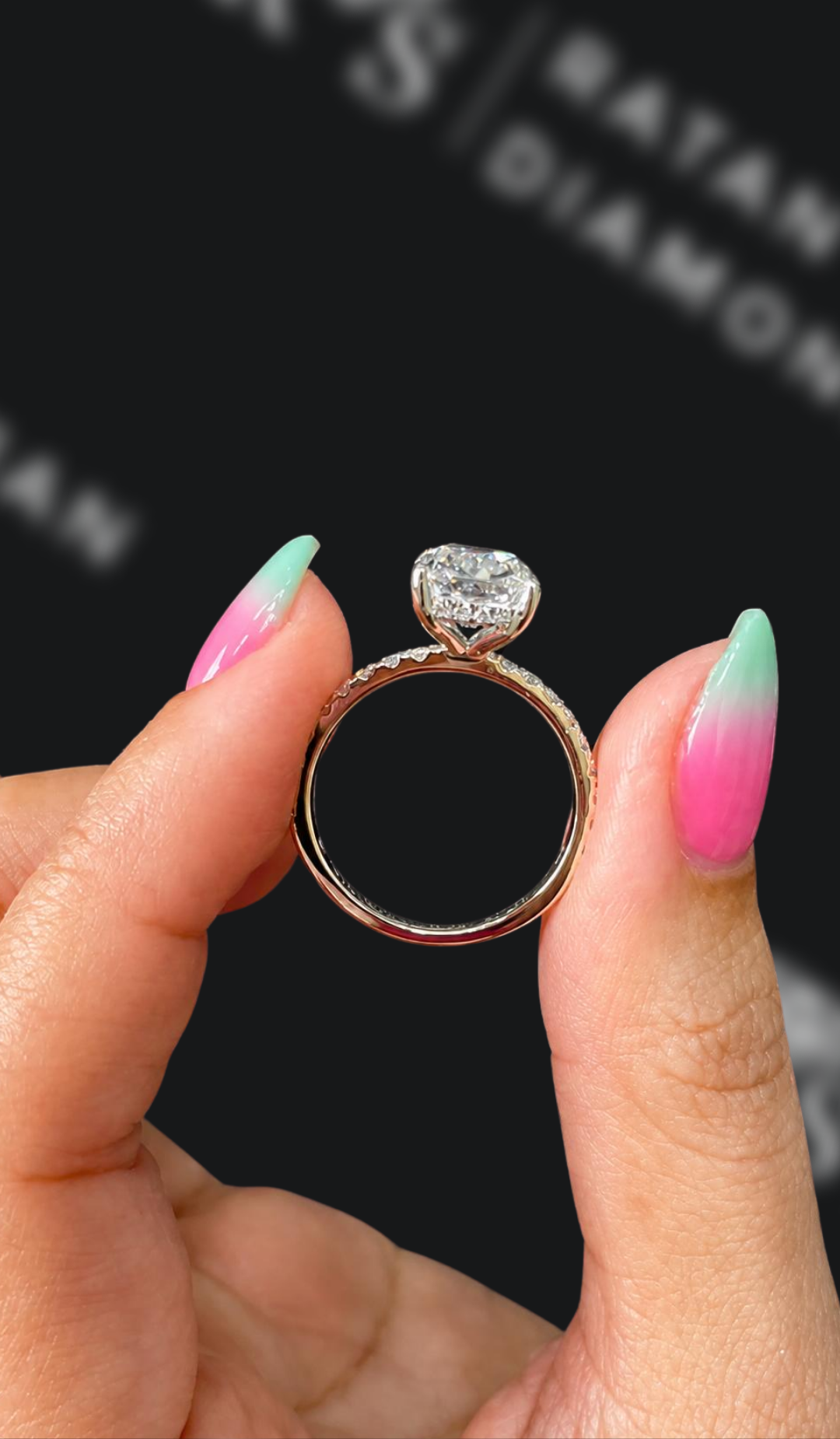 3 carat cushion cut natural diamond engagement ring by Ratan Sajan Diamonds Dubai