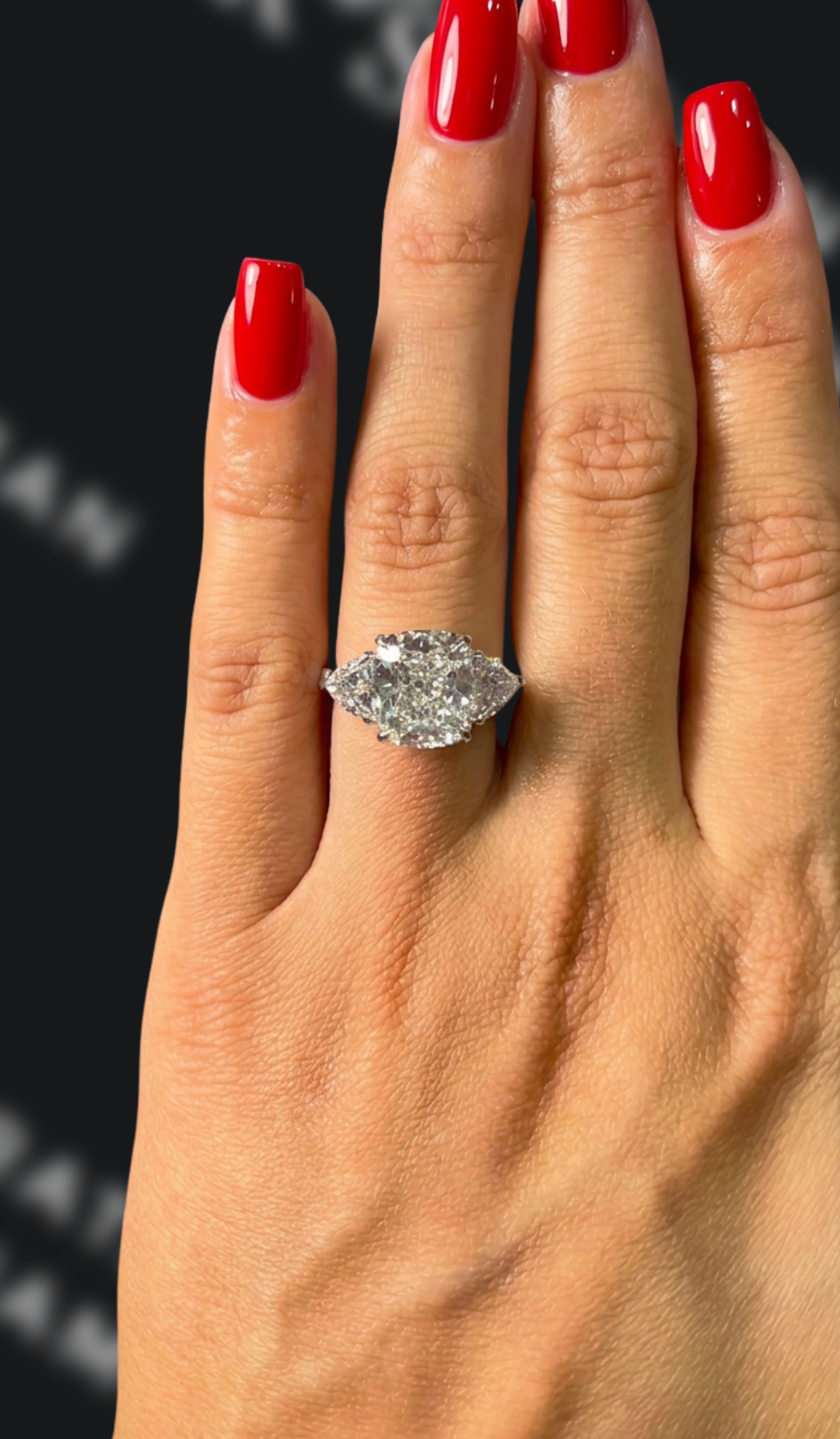 4 carat cushion cut natural diamond engagement ring by Ratan Sajan Diamonds Dubai