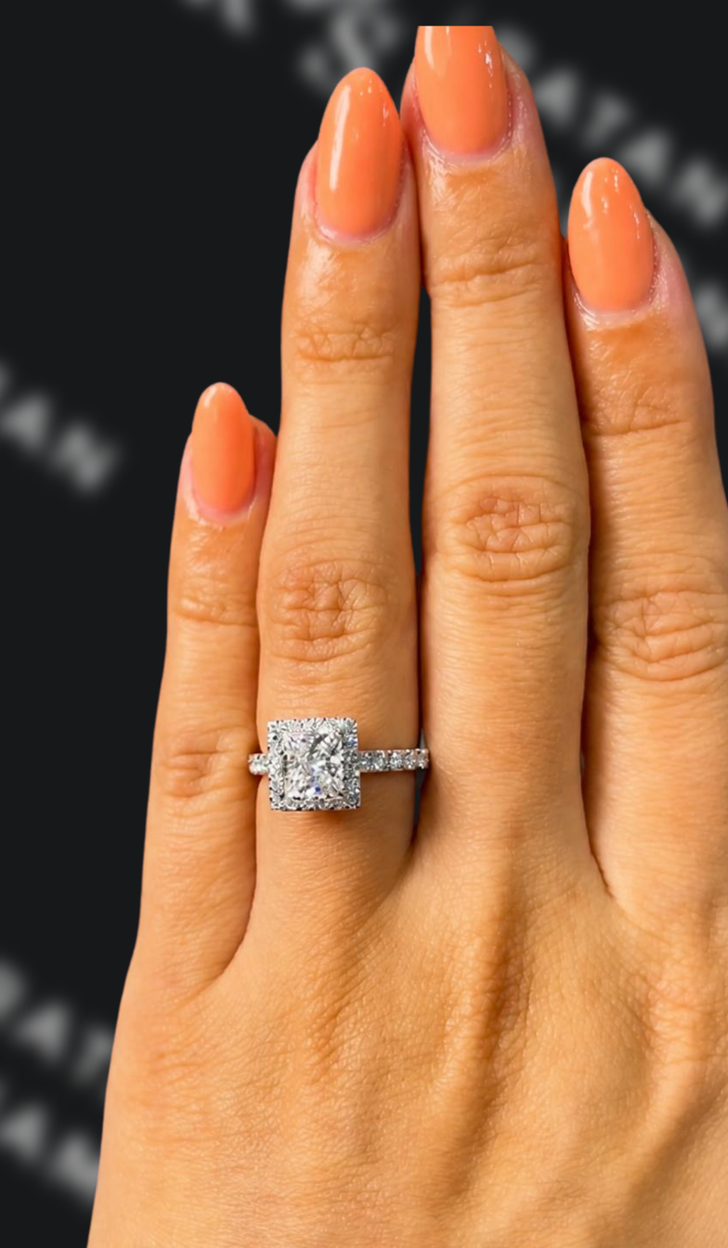 1.5 carat princess cut natural diamond engagement ring by Ratan Sajan Diamonds Dubai