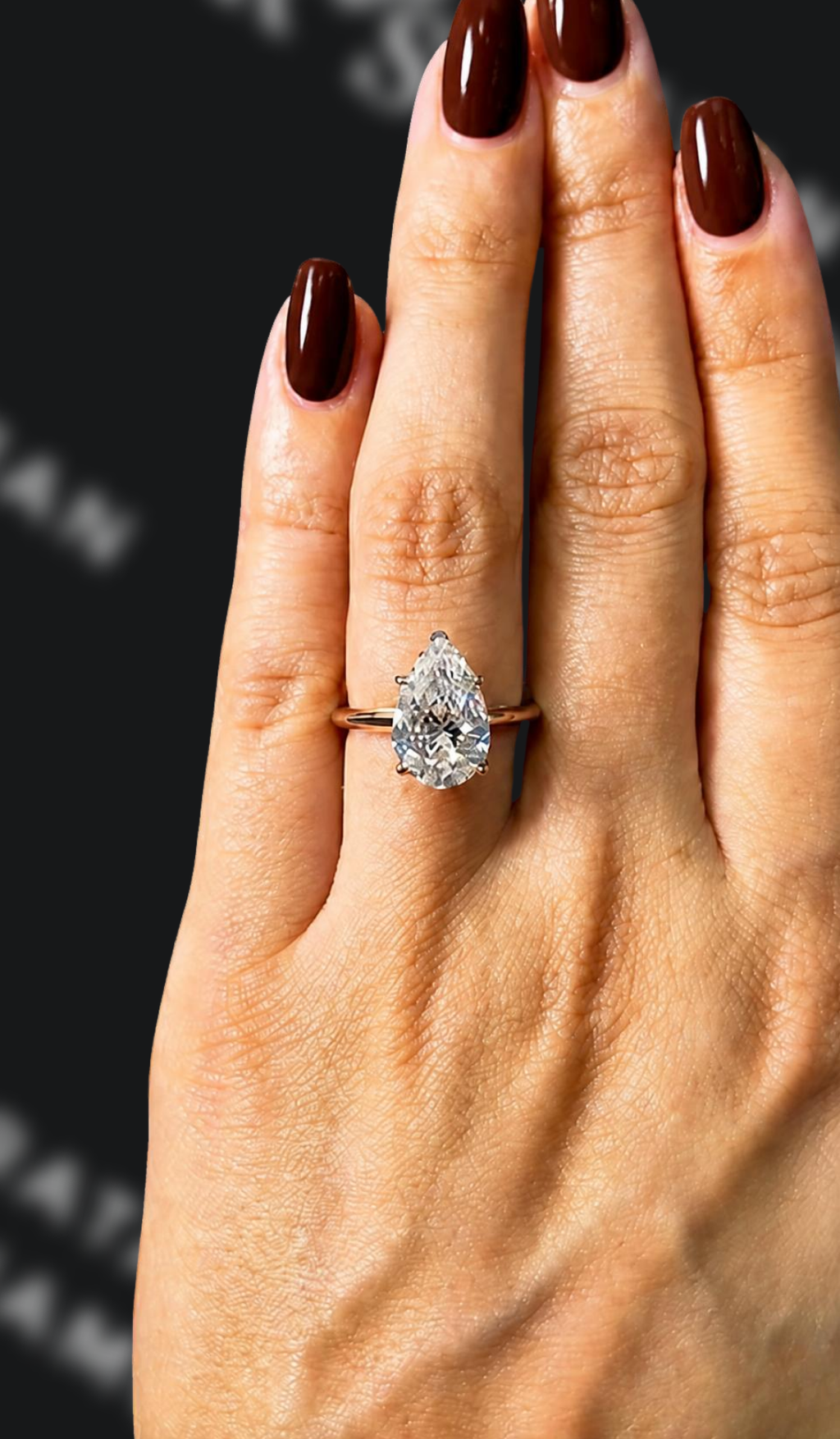 3 carat pear shaped natural diamond engagement ring by Ratan Sajan Diamonds Dubai