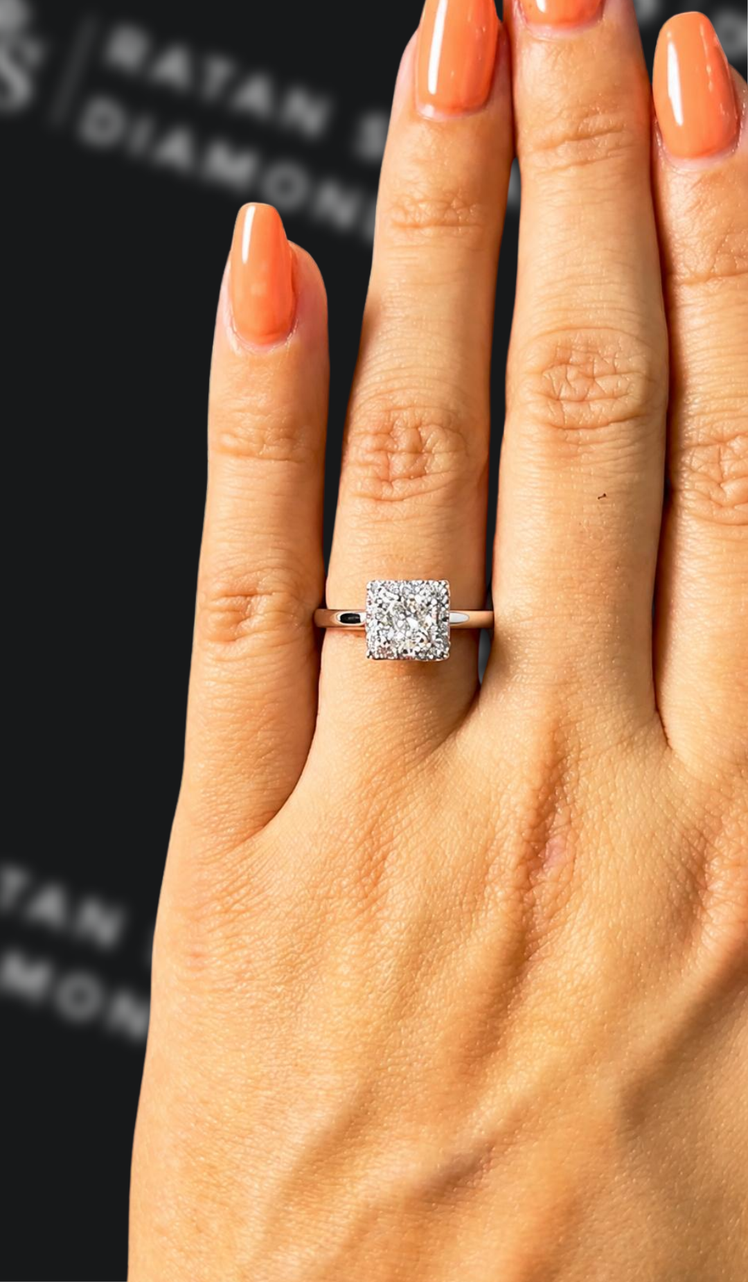 1 carat princess cut natural diamond engagement ring by Ratan Sajan Diamonds Dubai