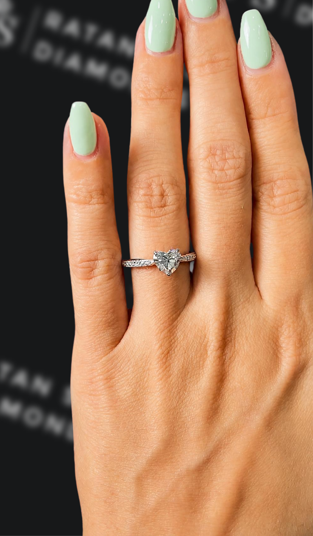 1 carat heart shaped natural diamond engagement ring by Ratan Sajan Diamonds Dubai