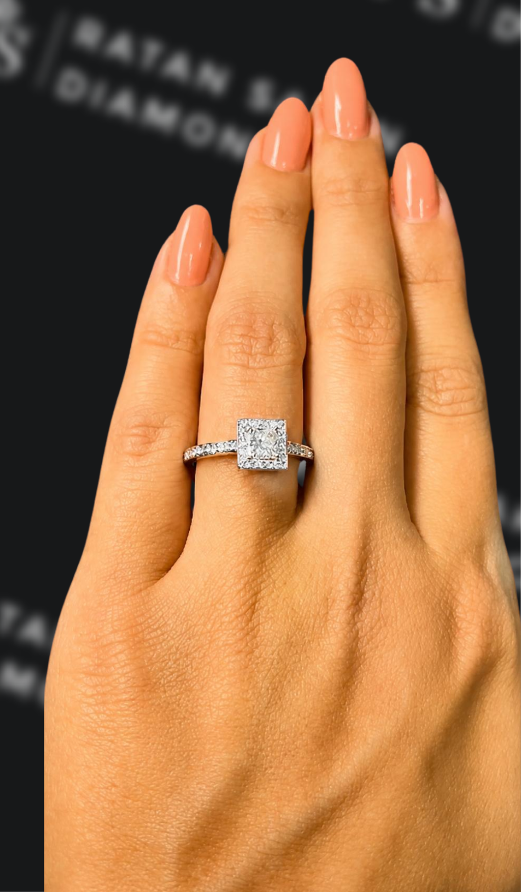 0.5 carat princess cut natural diamond engagement ring by Ratan Sajan Diamonds Dubai