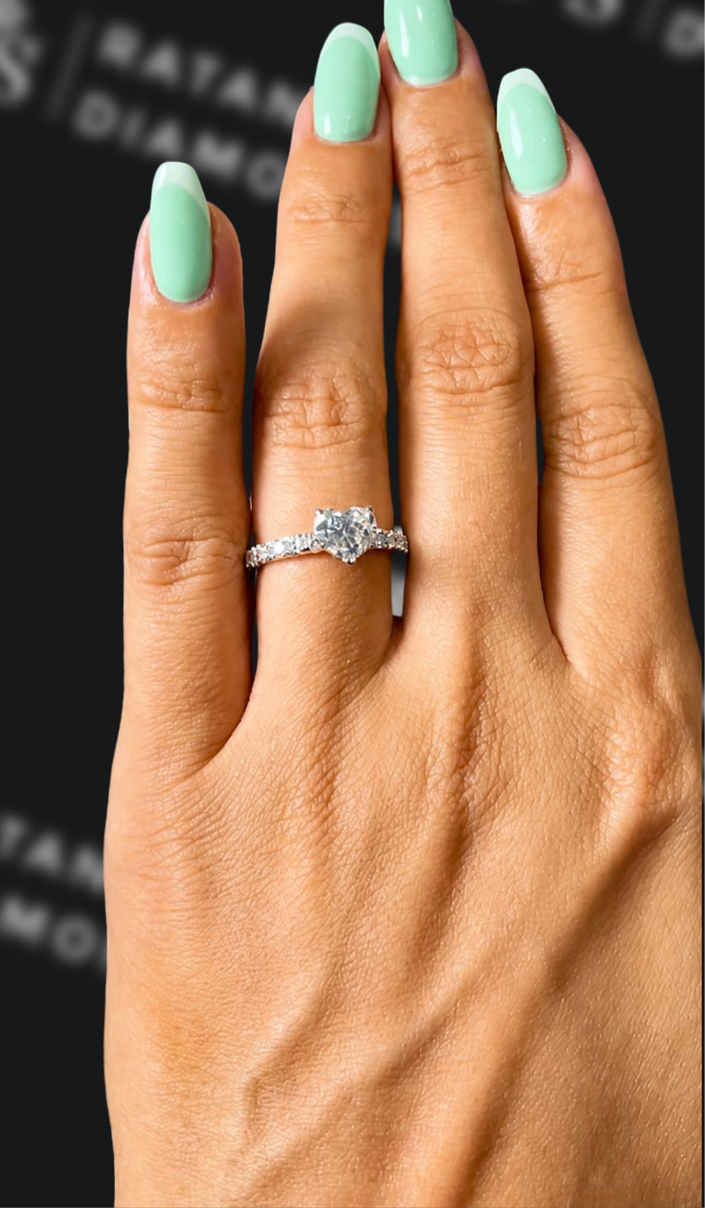 0.5 carat heart shaped natural diamond engagement ring by Ratan Sajan Diamonds Dubai