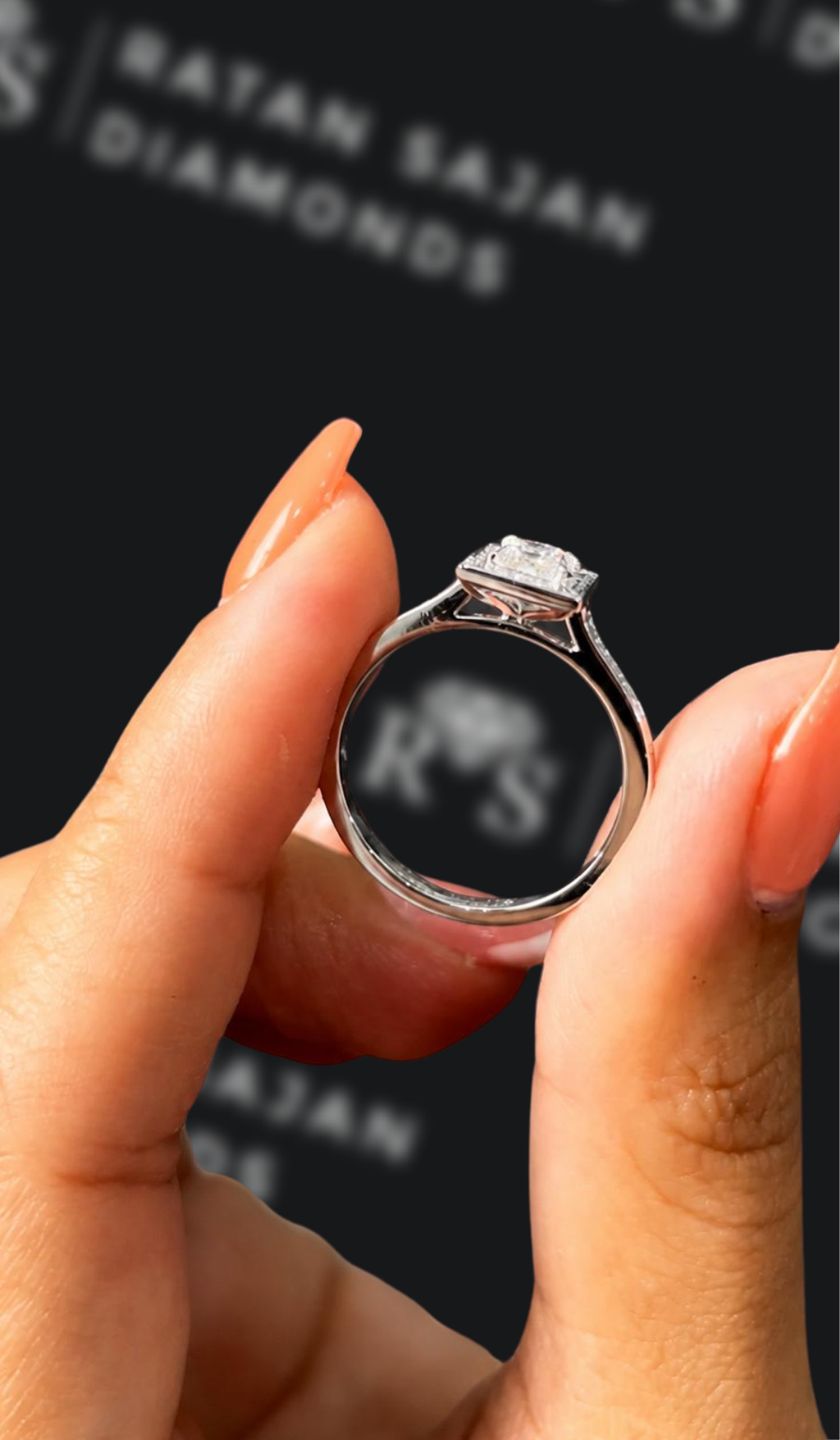 0.5 carat princess cut natural diamond engagement ring by Ratan Sajan Diamonds Dubai