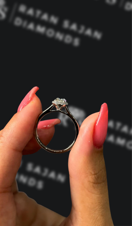 0.5 carat oval natural diamond engagement ring by Ratan Sajan Diamonds Dubai
