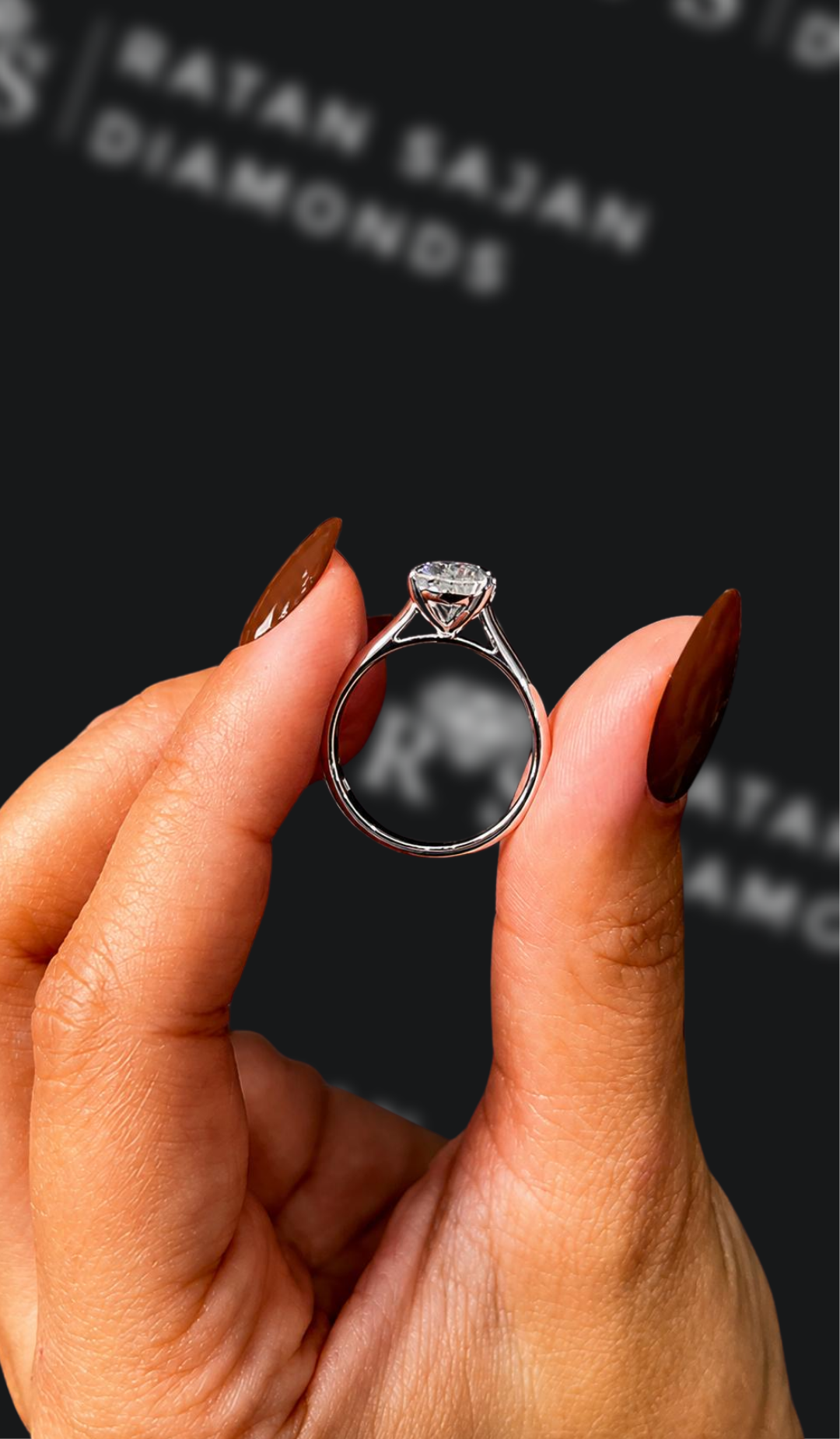 1.5 carat pear shaped natural diamond engagement ring by Ratan Sajan Diamonds Dubai