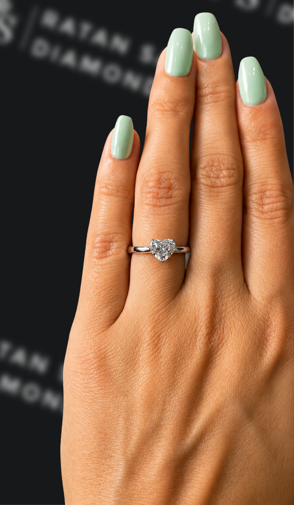 1 carat heart shaped natural diamond engagement ring by Ratan Sajan Diamonds Dubai