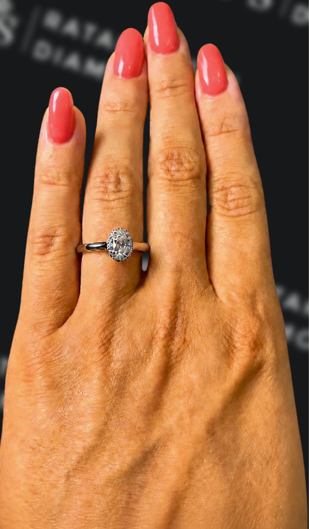 0.5 carat oval natural diamond engagement ring by Ratan Sajan Diamonds Dubai