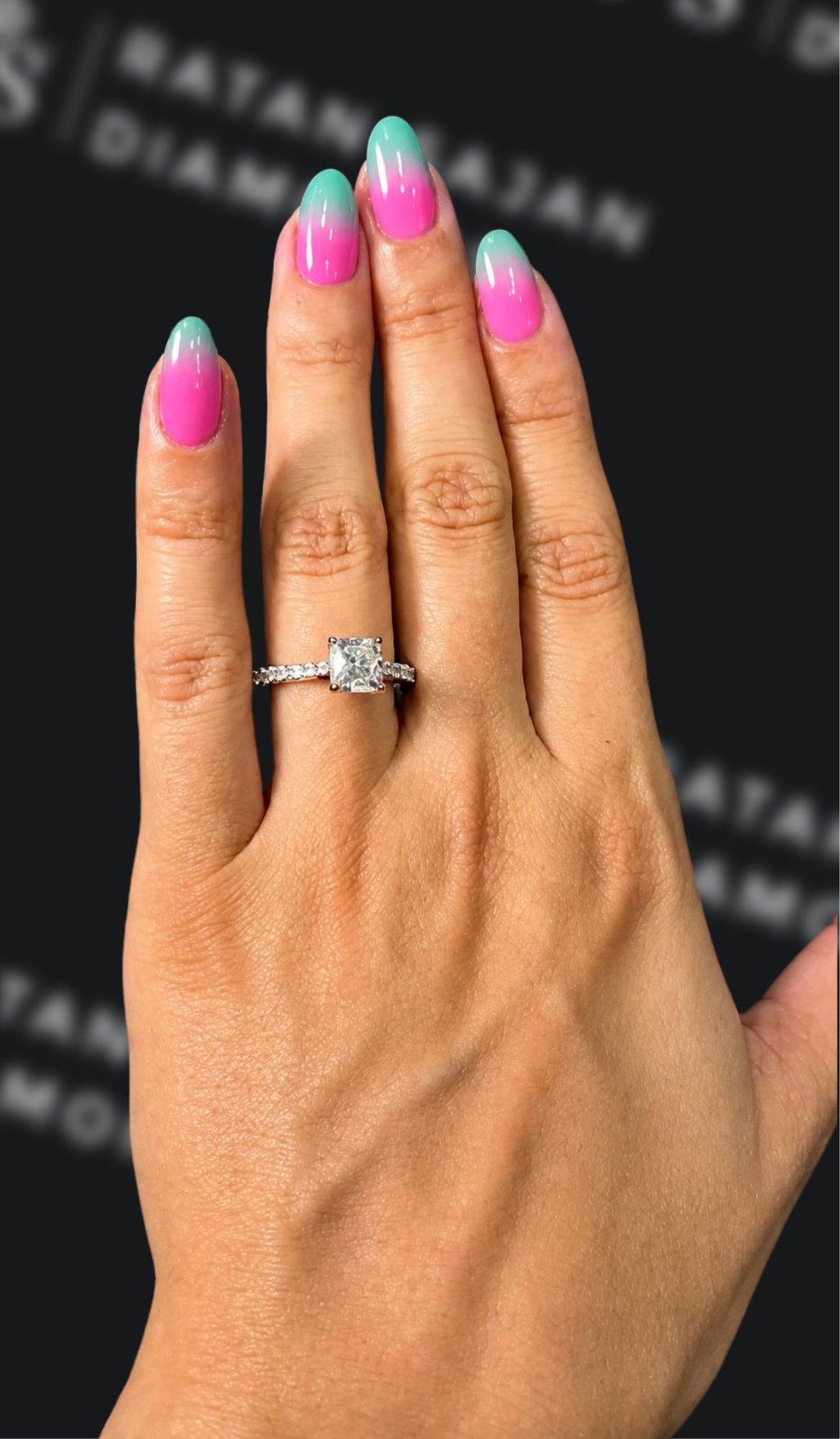 1 carat cushion cut natural diamond engagement ring by Ratan Sajan Diamonds Dubai