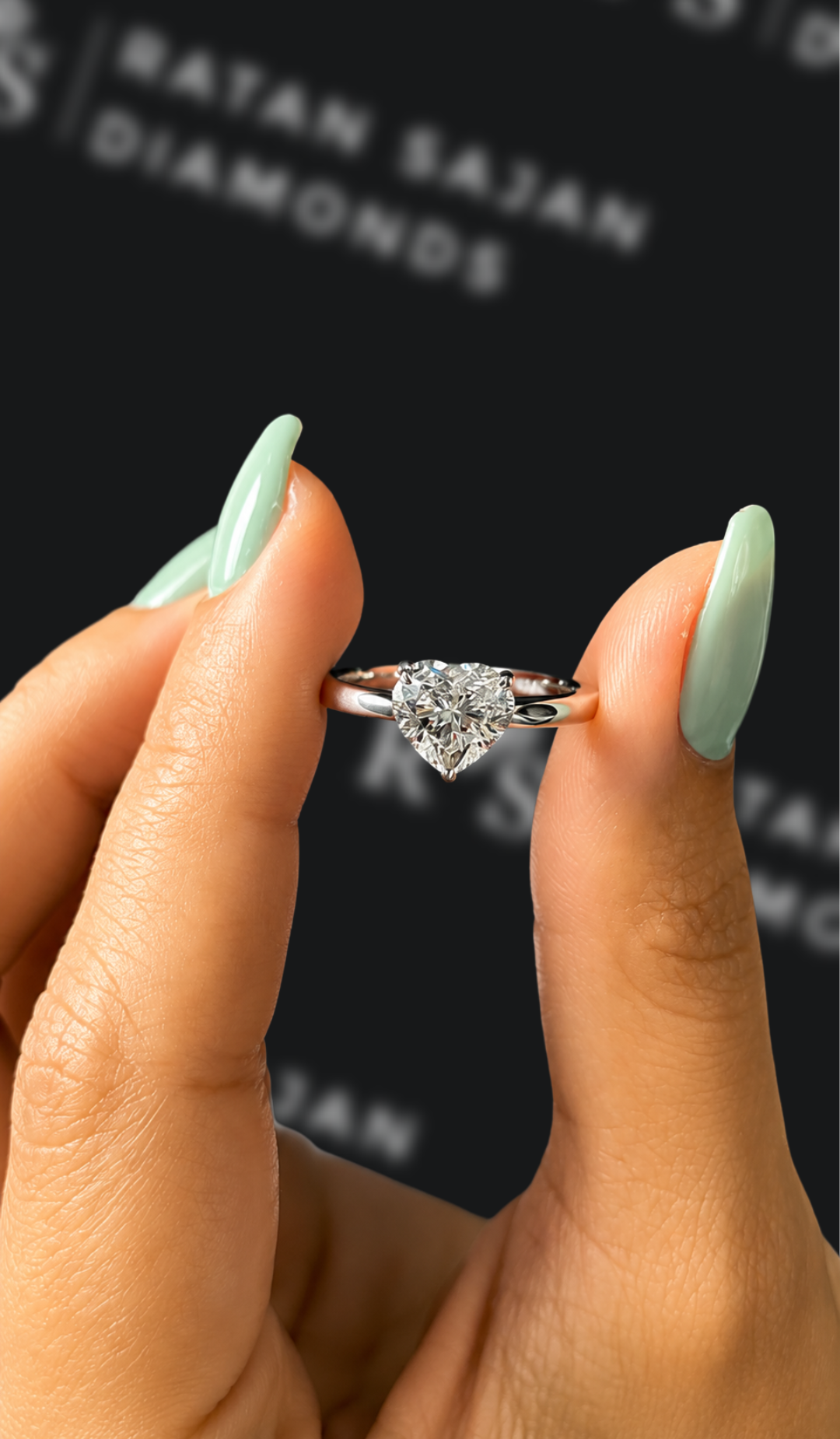 1 carat heart shaped natural diamond engagement ring by Ratan Sajan Diamonds Dubai