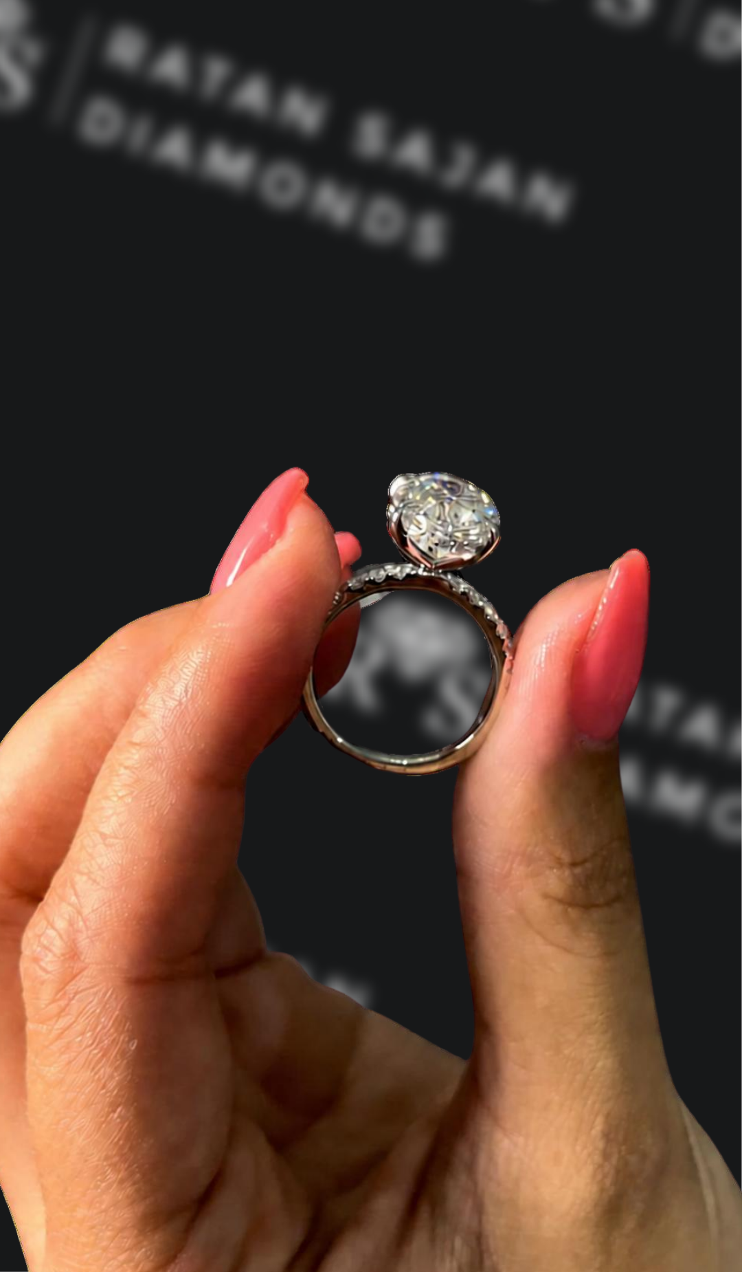 3 carat oval natural diamond engagement ring by Ratan Sajan Diamonds Dubai