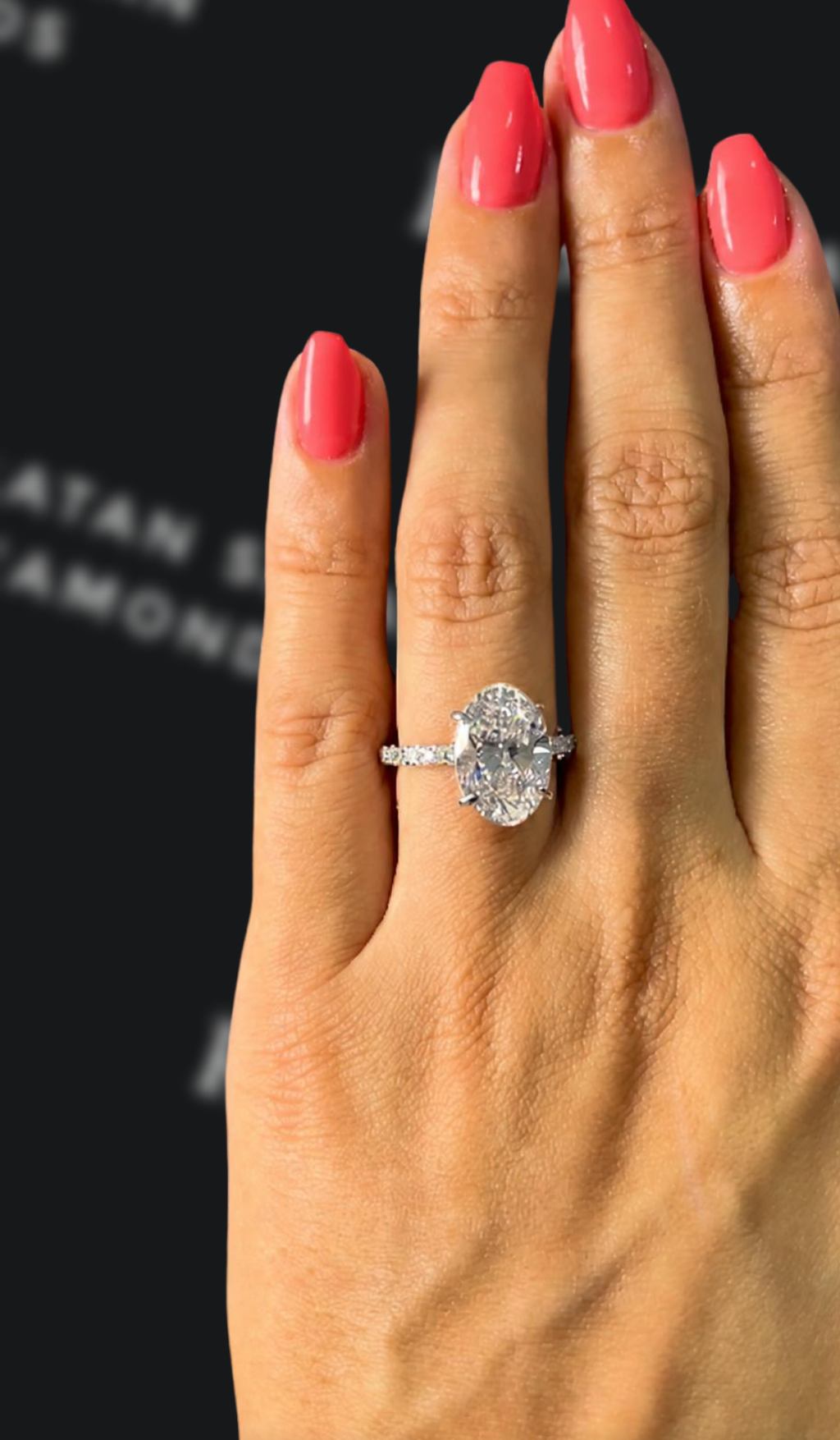 3 carat oval natural diamond engagement ring by Ratan Sajan Diamonds Dubai