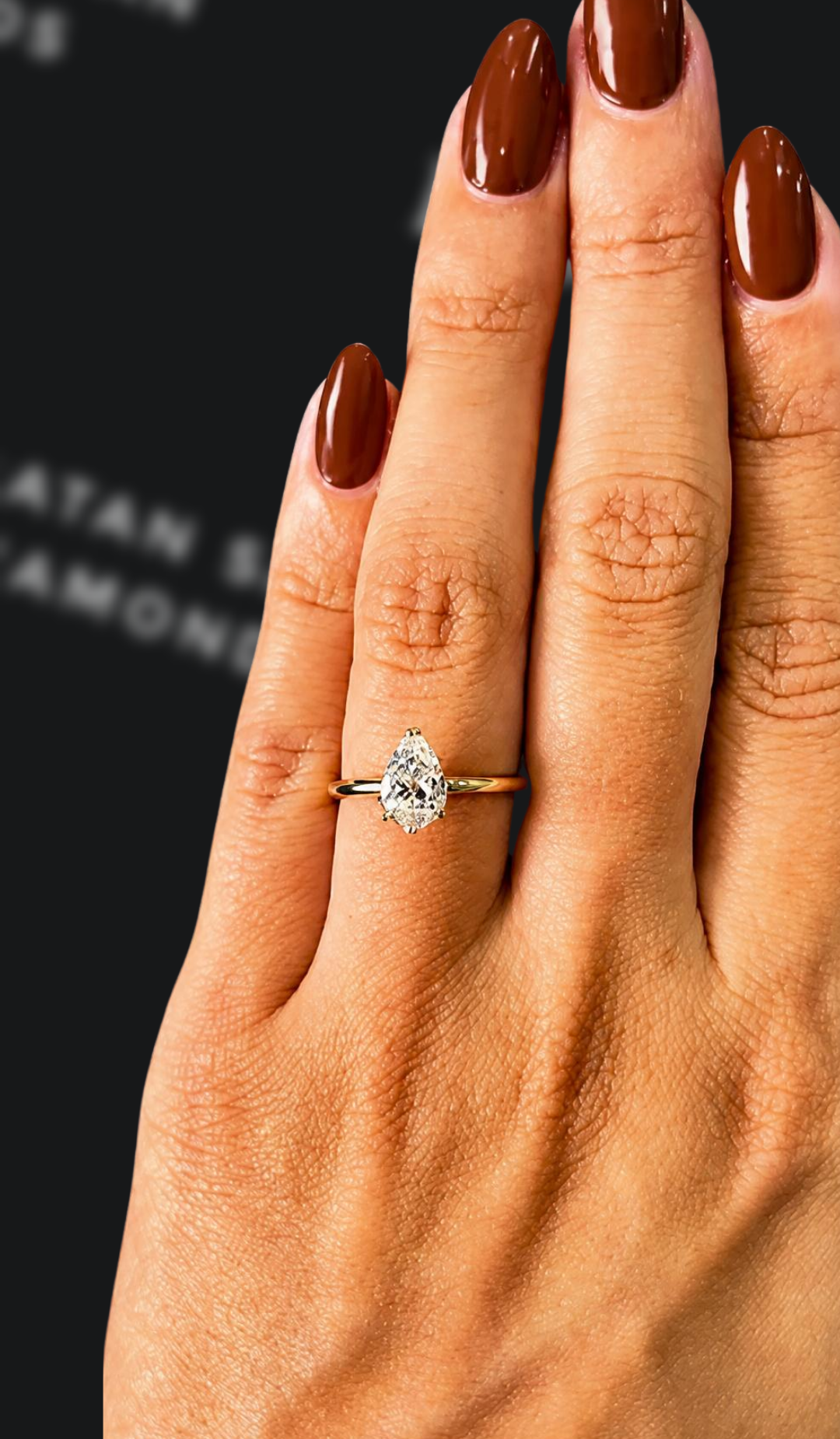 1 carat pear shaped natural diamond engagement ring by Ratan Sajan Diamonds Dubai