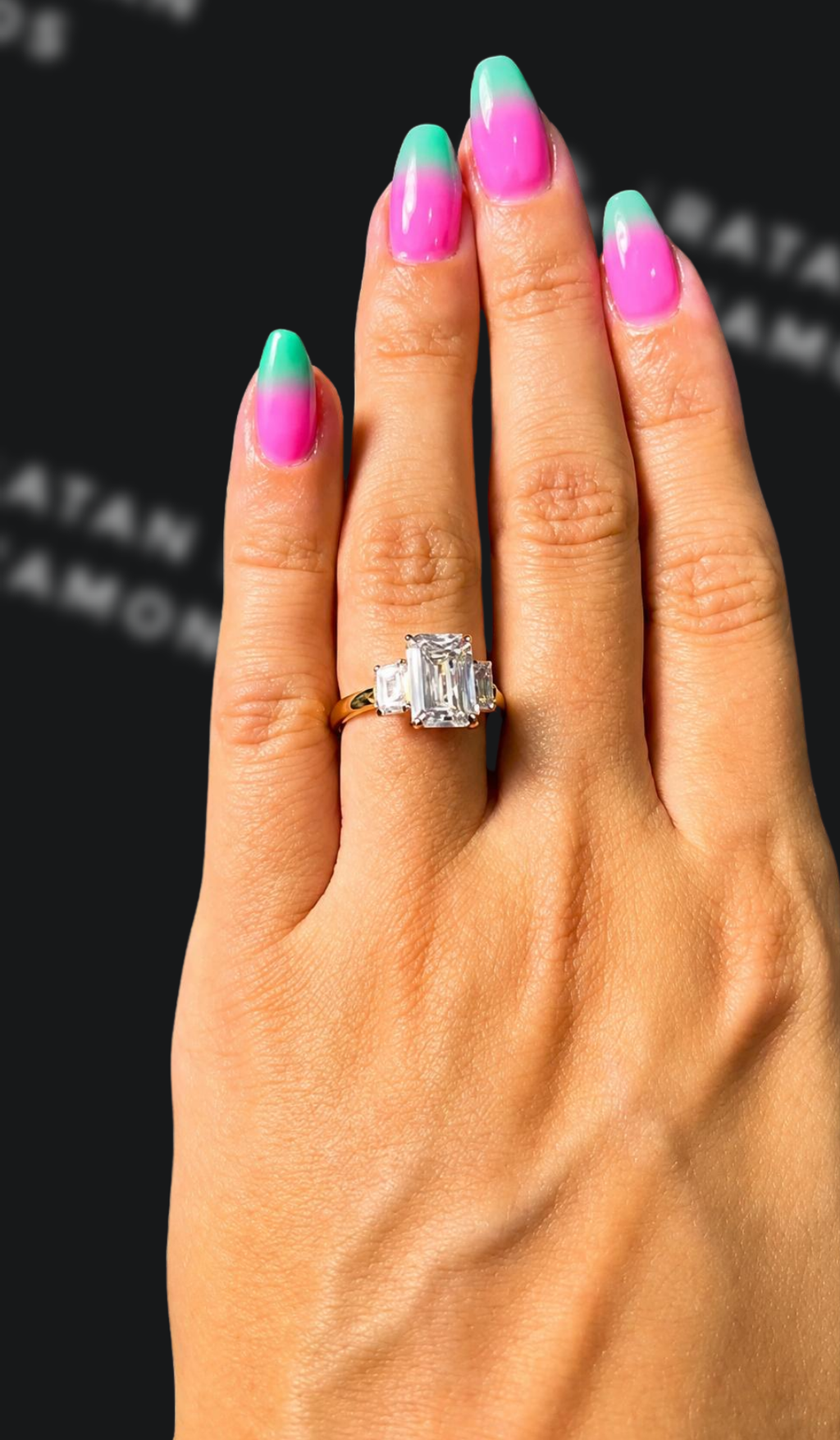 2.5 carat emerald cut natural diamond engagement ring by Ratan Sajan Diamonds Dubai