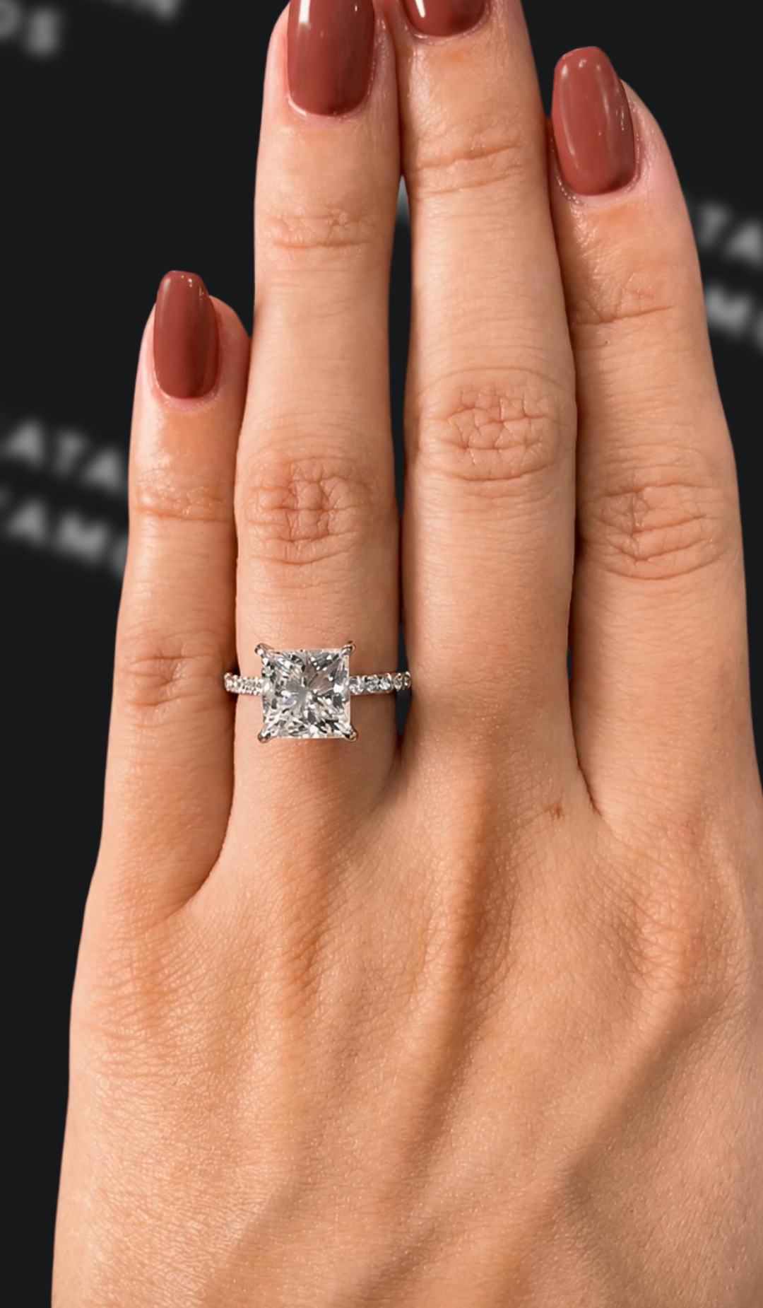 3 carat princess cut natural diamond engagement ring by Ratan Sajan Diamonds Dubai