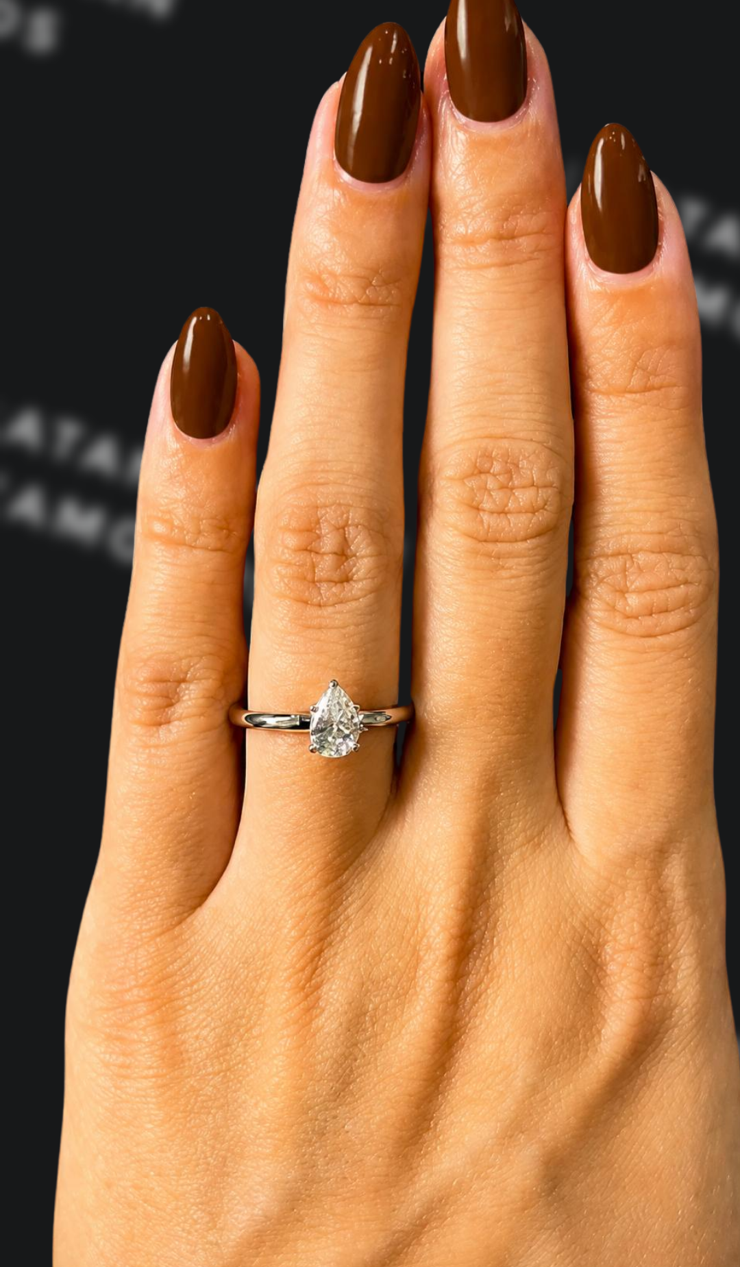0.5 carat pear shaped natural diamond engagement ring by Ratan Sajan Diamonds Dubai