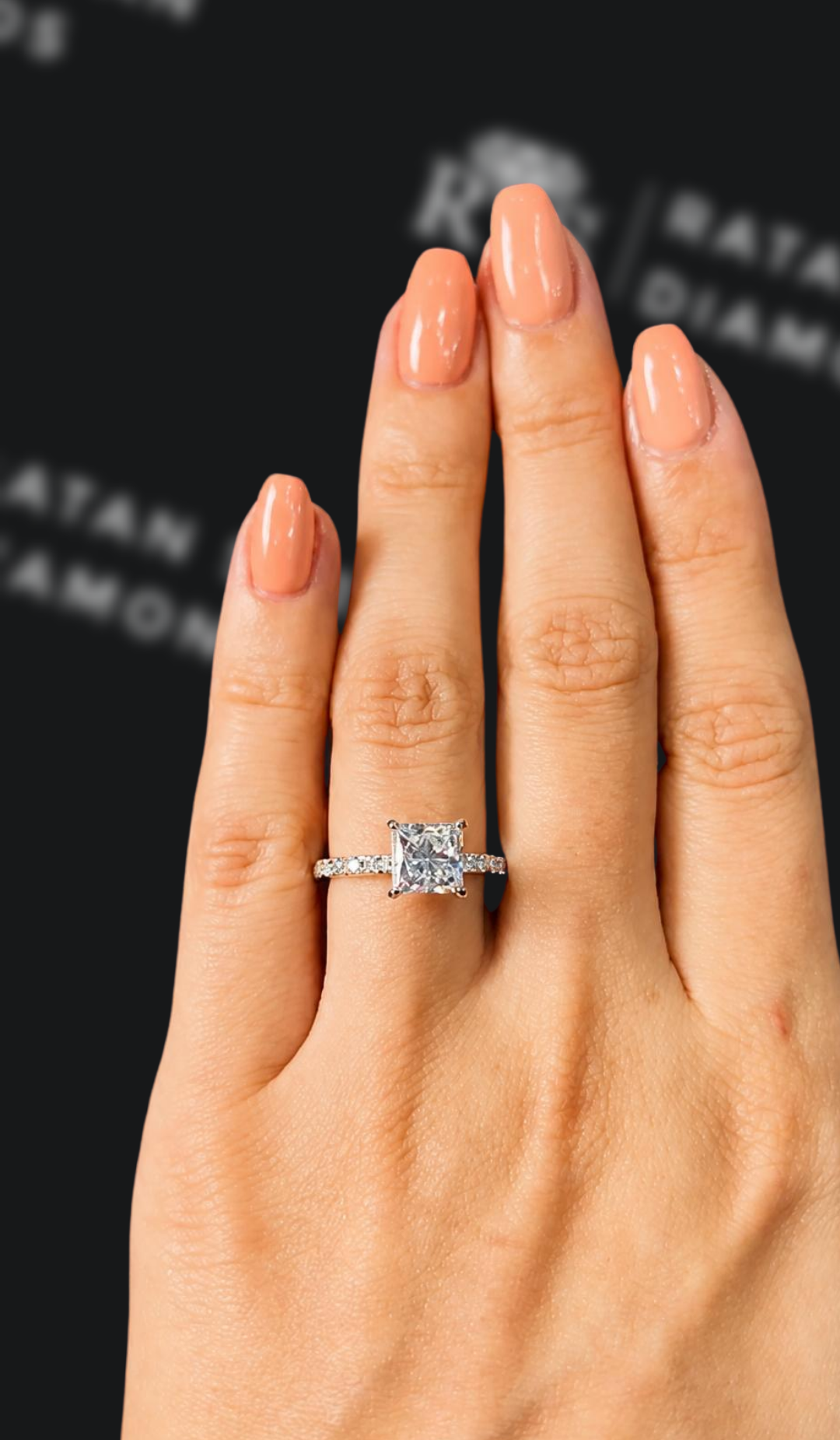 1.5 carat princess cut natural diamond engagement ring by Ratan Sajan Diamonds Dubai